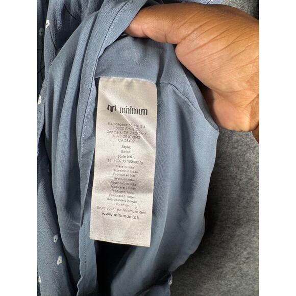 Minimum Dress Women 40 Medium Blue Floral chiffon V Neck Mini Long Sleeve Dainty - Picture 3 of 7